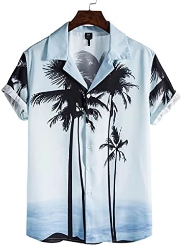 HDDK 2022 nove muške havajske majice, ljetni kratki rukav tropski palminski palmi Ispis Aloha vrhovi niz majicu na plaži