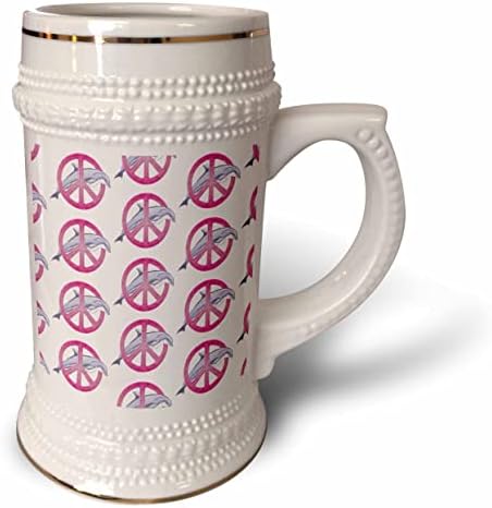 3drozni uzorak dupina od dupina plivanja kroz ružičasti mirovni znak. - 22oz Stein šolja