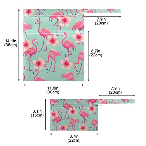 Floral Flamingo mokra suha torba za višekratnu upotrebu za plivanje Vodootporan vlažni organizator s dvije džepove sa zatvaračem za