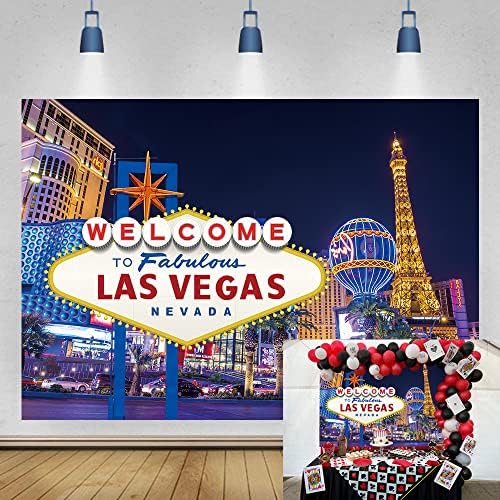 Las Vegas Night City Backdrop Dobrodošli u Las Vegas Fabulous kazino Poker film tematske fotografije pozadini rođendanske zabave ukras