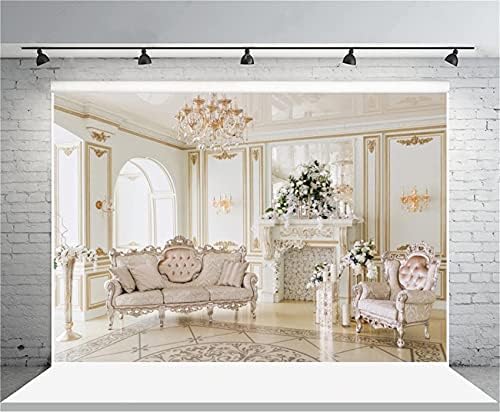 Aofoto 7x5ft Luksuzni unutrašnji namještaj pozadina luster stolica Mantel Flower Photography pozadina portret odraslih aristokratska