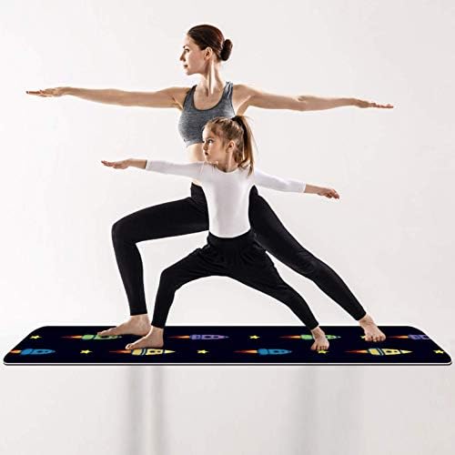 Unicey Spaceship Stars Pattern Thick non Slip Vježba & fitnes 1/4 yoga mat za Yoga Pilates & amp; fitnes vježbe na podu