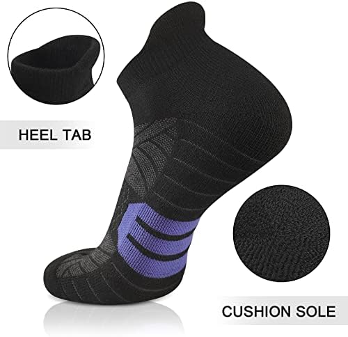 COOPLUS muške čarape za atletske jastuke za gležnjeve prozračne niske sportske čarape za trčanje s jezičkom
