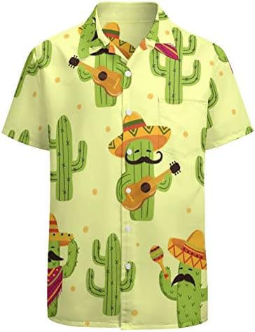 Meksički kaktus uzorak muške košulje kratki rukav dugme down bluza Casual Tee Top košulje na plaži sa džepom