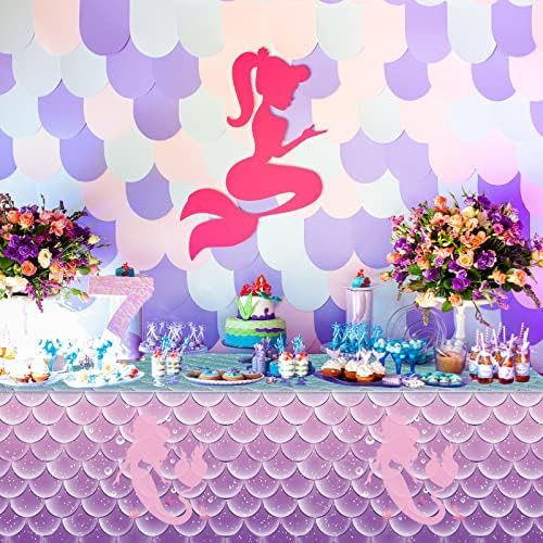3kom Mermaid Birthday Party Favors Mermaid stolnjak dekoracije jednokratni plastični poklopac stola za djevojčice princeza pod morem Baby Shower tematske rođendanske zabave usluge, 108x54 inč