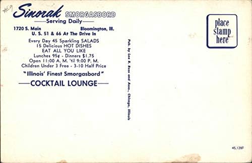 Sinorak Smorgasbord Bloomington, Illinois IL original vintage razglednica