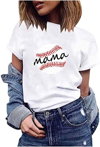 Mama majice za žene Mama pismo štampana majica Tee Casual kratki rukavi vrhovi Tee ljetna plaža Softball bluza tunika