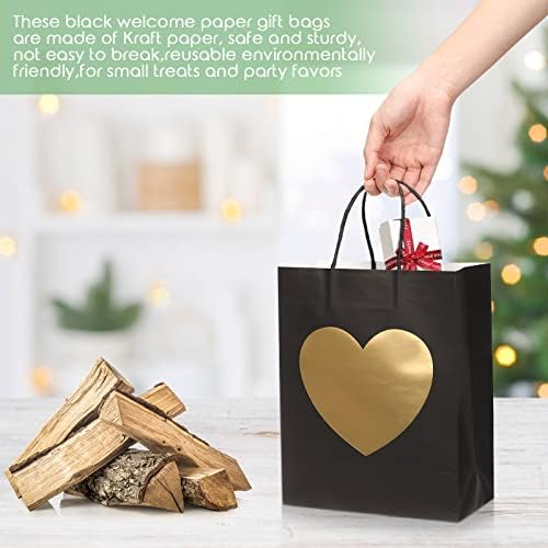 Sepamoon 24 kom poklon kese sa sjajnim zlatnim srcem Print papir torba za kupovinu 8 x 10 x 4 inča papirne kese sa ručkama Bulk za