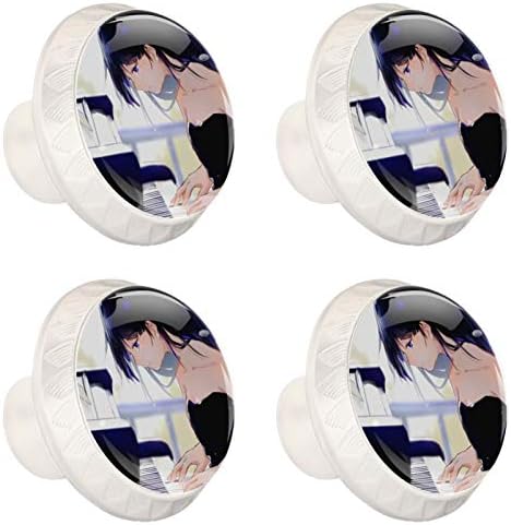 Lagerery komoda dugmad Anime Girl Piano fioka dugmad Crystal Glass dugmad 4kom okrugla dugmad dizajnirana u boji Toddler 1.38×1.10