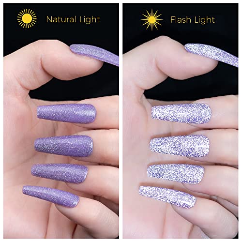 BURANO Reflective Glitter Gel lak za nokte, 7,3 ml ljubičastog svjetlucavog Glitters Gel laka, svjetlucavi sjajni Gel nail Art Gel