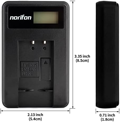NORIFON EN-EL11 LCD USB punjač za Nikon COOLPIX S550, COOLPIX S560 kameru i još mnogo toga, crna