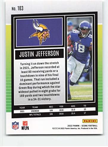 2022 Ocjena 103 Justina Jefferson Nm-MT Minnesota Vikings Fudbal