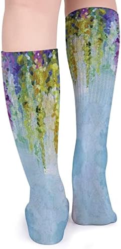 Akvarel slikanje cvijeća Sportske čarape Tople cijev čarape Visoke čarape za žene Muškarci Trčanje casual party
