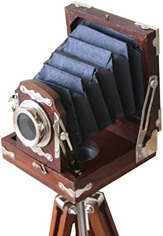 Antikni vintage izgleda sklopivo film kamere ukrasni drveni trostruki bazni kolekcionarski studio poklon
