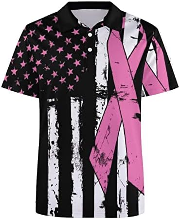 Borba svijesti o raku dojke USA zastava muška muška polo majica Regular-Fit casual gumb kratki rukav ljeti