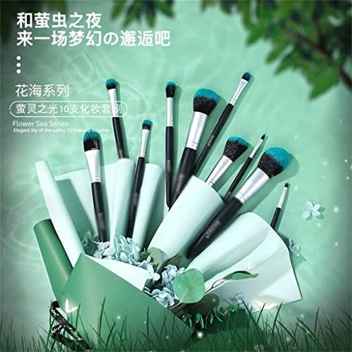 Wionc Green Light Series 10pcs Četkice za šminku Postavite četkicu i lijepa kozmetička torba (boja: a, veličina