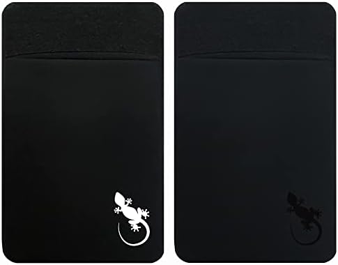 GECKO telefon za kreditne kartice za telefon za telefon za mobilne telefone na kutiji za mobitele i poklopci Stick Wallet - HOLD Cash - Stilnik i čišćenje zaslona - X2 Pokriveni džepovi - Crna bijela i crna crna