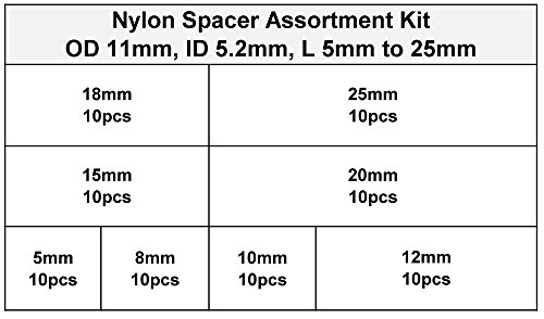 Komplet za asortiman za asortiman elektroničkog salona-salona. Od 11mm, ID 5,2 mm, L 5 do 25 mm, za M5 vijke. Dužina 5mm 8mm 10mm