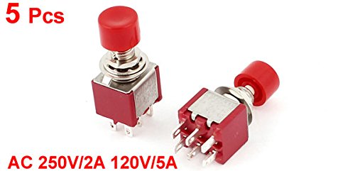 UXCell AC 250V / 2A 120V / 5A 6 PIN momentalnog taktilnog taktičnog taktika 5pcs