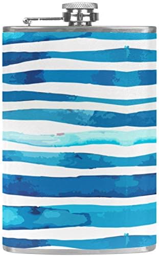 Hip tikvica za tečnost od nerđajućeg čelika nepropusna sa levkom 7.7 Oz kožna navlaka odlična poklon ideja tikvica-plavi vodeni talas