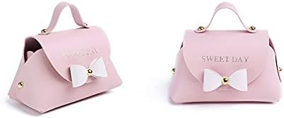 CheeseandU 6pack izuzetna jednostavna torbica s ručkom Poklon kutija lijepa ružičasta kožna poklon torba s bijelim dekorom Luka kutija