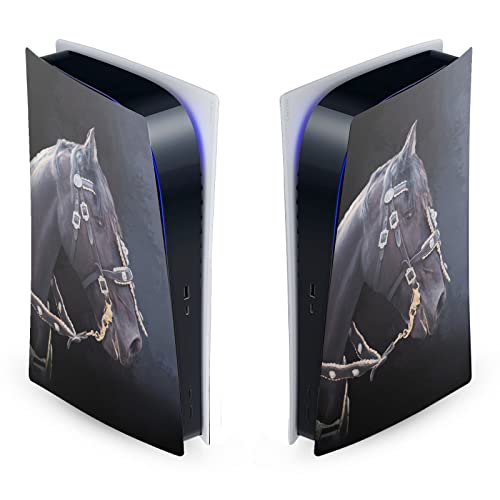Dizajn kućišta za glavu zvanično licenciran Simone Gatterwe Friesian Horse art Mix Vinyl naljepnica za prednju ploču Gaming skin Case Cover kompatibilan sa Sony Playstation 5 PS5 digitalnom konzolom za izdanje