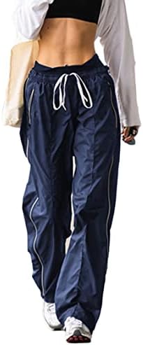 Jeaamksser pantalone za padobran za ženske vrećaste niske dizanje širokih nogu Truste sa džepovima