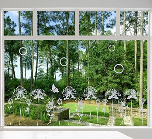 15 komada cvjetnih prozora za štrajke ptica - naljepnice prozora protiv sudara za uštedu ptica iz prozora, ne ljepljive za višekratne