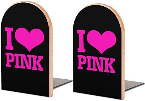 Volim Pink book Ends za police drveni stalak za knjige držač za knjige za bibliotečku školu ured Home Study Decor