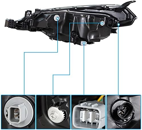 munirater 1-Pack RH projektor farovi farovi set zamjena za 2017 2018 2019 Corolla se XLE XSE Sedan, zamijenite suvozačeva prednja svjetla halogena LED