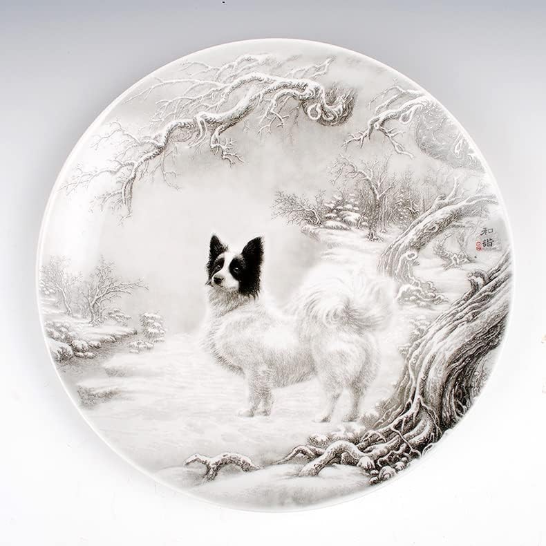 TJLSS Keramička ukrasna ploča porculana ukrasna ploča kineski ukras tanjir posuđa Drveni bazni poklon za vjenčanje