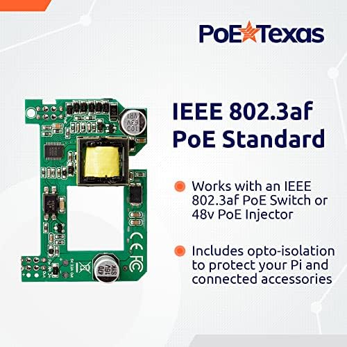 Poe Texas Raspberry Pi Poe šešir - snaga preko Ethernet pihat odgovara maline PI 3 B + i PI 4 i POE Texas POE prekidač 4 port