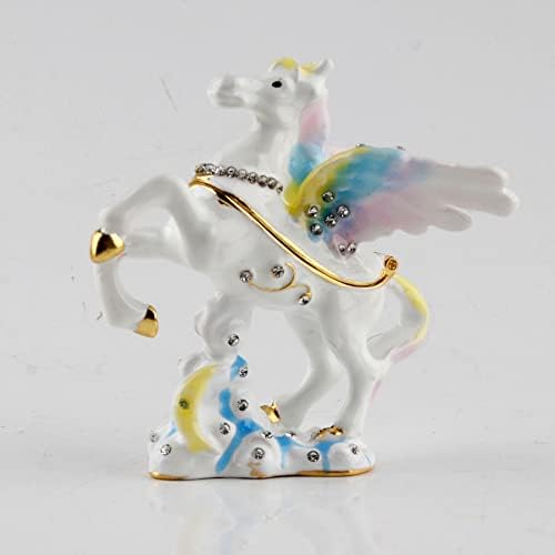 Sevebees Pegasus sitni kutija - kutija za konjske nakit figurine - ručno rađen sa premium legurom i kristalima - poklon za ljubitelje konja i kućni dekor - 3.2 u H x 3-u l - netoksičan i siguran