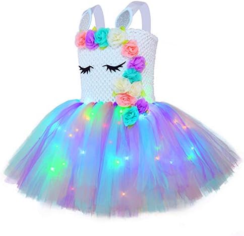 Jxstar djevojke jednorog haljine princeza kostim Tutu haljina Halloween Outfiti pokloni za rođendanske zabave, LED svjetla