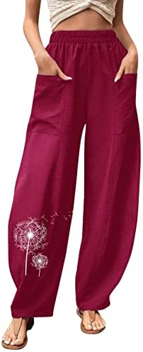 Ženske Casual pantalone veličine 16 ženske jednobojne Casual pantalone sa cvetnim printom pantalone sa elastičnim džepovima struka