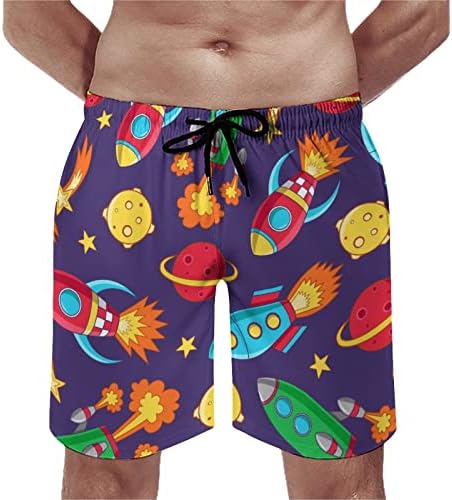 Svemirske rakete planete i zvijezde muške kratke hlače Ležerne vezice za vježbanje Ležerne kratke hlače za plažu s džepovima