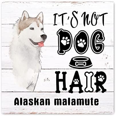 Evans1nizam To nije pasa kosa Aljaški malamute pse drveni znakovi životinjski štenad viseći zid potpisao / la sela u stilu zidnih dekora Moderni kućni zidni dekor za savremenu sobu 8x8in