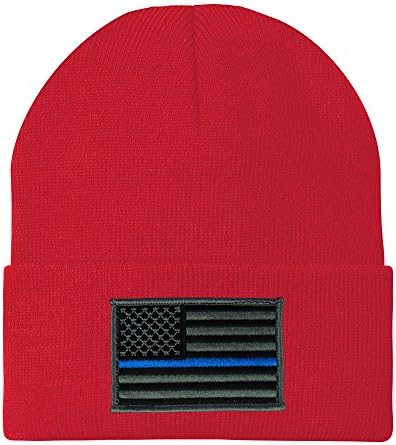 Napravljeno u SAD - tanka plava linijska američka zastava vezena patch duga manžetna Beanie