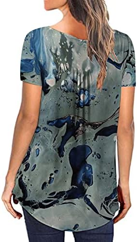 Žene Tuntic s kratkim rukavima Tors Ljetni modni ispis Flowy košulja Labavi kafe casud Up V-izrez Daily Majica Pulover