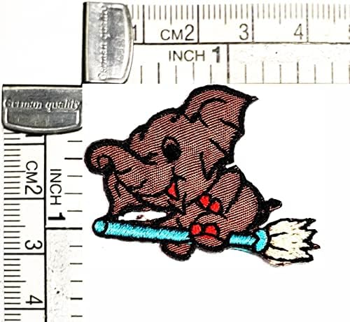 Kleenplus 3kom. Mini leteća vještica slatka smeđa slonova karikatura vezena aplikacija zanat ručno rađena djevojčica Ženska odjeća