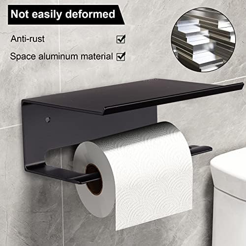 FBRAND WC papir za papir sa policama, aluminijski zidni nosač za nošenje za papir, samoljepljivi bez bušenja ili zidova vijcima