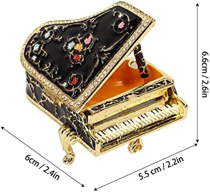 Topincn 6,6 x 5,5 x 6cm Držač kolekcionarska kutija za uređenje figurica, oblik klavira, ručno oslikane emajl trinket kutije za nakit nakit nakit kutije i organizatori