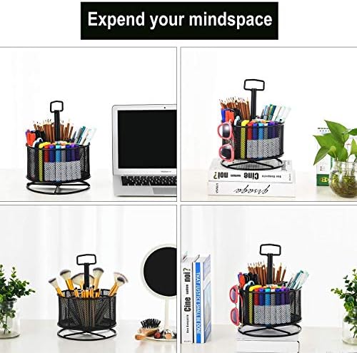 Marbrasse Mesh Desk organizator, višenamjenski držač olovke za 360 stupnjeva, 4 pretinca Desktop Stacionarni organizator, Kućni uredski