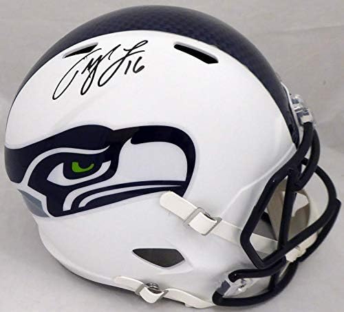 Tyler Lockett sa autogramom Seattle Seahawks Flat Matte White replica kacige pune veličine MCS Holo 54452-NFL kacige sa autogramom