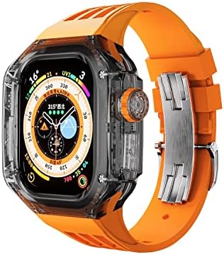 Dzhtus 49mm Transparentna futrola za Apple Watch Ultra 49 mm plastični kućice Silikonski opseg IWATCH serije Fluororubber modifikacijski komplet