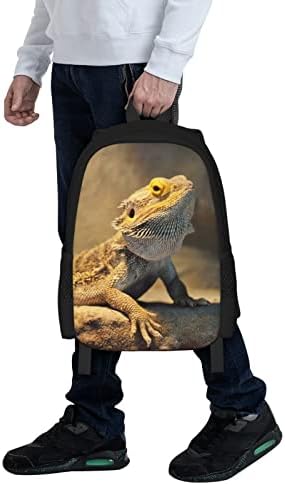 D-Wolves Novost školski ruksak za žene muškarci, smeđa bradat Dragon Lizard Lagana torba za knjige sa ergonomskim stražnjim jastučićima,