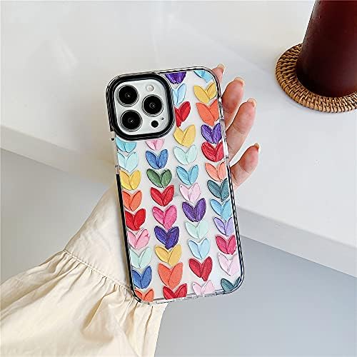 Fashion Love Hearts Clear futrola za telefon za iPhone 13 Pro Max 6.7 slatka boja sa ugrađenim poklopcem branika otpornim na udarce Specijalna koža za iPhone 13 Pro Max futrole