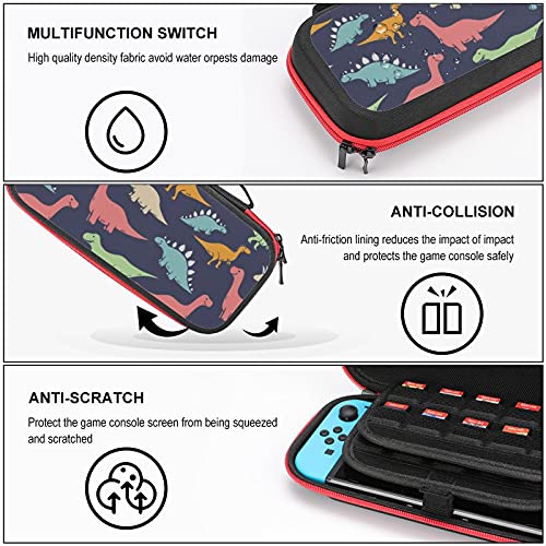 Obojeni dinosaur Travel Case Torba za torbu za Nintendo Switch Pribor drži 20 vrećicu za karticu