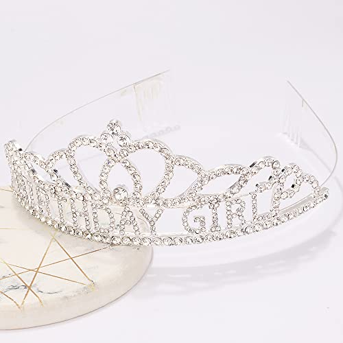 Aoprie Diane rođendanske Krune za žene srebrne tijare za djevojčice Krune za djevojčice Rhinestone Crystal Decor traka za glavu