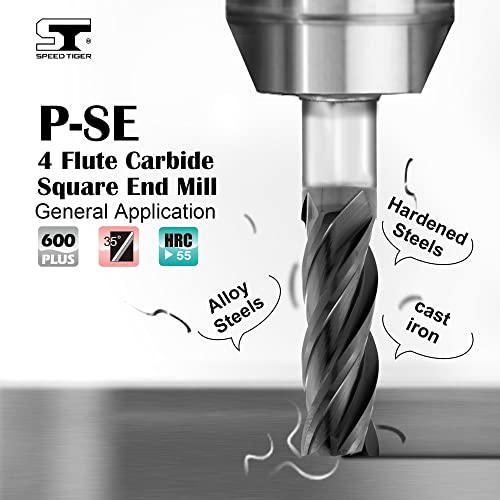 SPEED TIGER P-SE Carbide Square End Mill - Micro Grain Carbide End Mill za Legirane čelike/kaljene čelike - 4 flauta-8mm 60L-proizvedeno